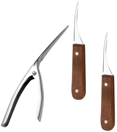 Alipis 1 Satz Garnelenöffner aus Edelstahl Werkzeug für Meeresfrüchte Garnelenschälermesser küchenhelfee gekrösemesser Garnelenschalenreiniger Entferner für Garnelenschnüre hölzern