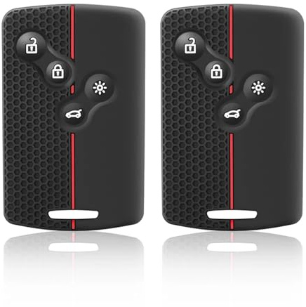 2PCS Juttzzei Autoschlüssel Hülle Renault für Renault Clio, Scenic, Megane, Duster, Sandero, Captur, Twingo, Koleos Schlüsselhülle, Prämie TPU Silikon Renault Clio Schlüssel Hülle-4 Tasten(Rote Linie)