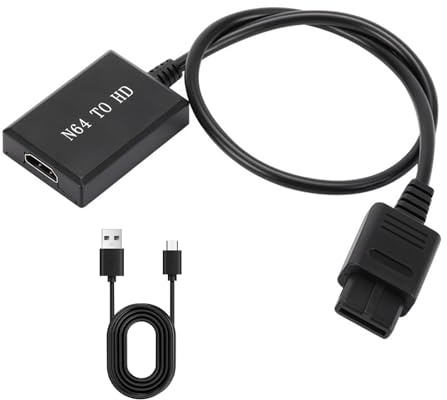 Asheyya N64 to HDMI Converter, HDMI Cable for Nintendo 64/SNES/SFC/GameCube/NGC/HDTV, 16:9 Aspect Ratio