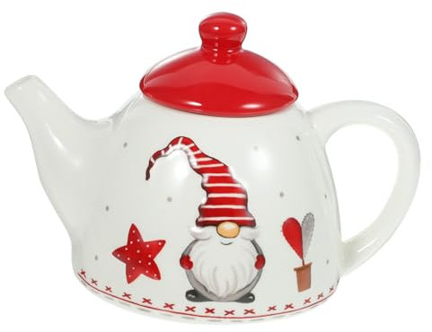 OKUMEYR Teiera Ceramica Natalizia Retrò Stile Nordico Contenitore Elegante Per Tè Capacità Moderata e Design Raffinato Perfetta Per Festività e Decorazioni Domestiche