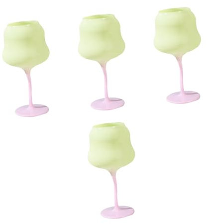 Cabilock 4 Stück Weinglas Wiederverwendbare Weinkelche Mehrwegbecher Grüne Weingläser Coupé-brille Cocktailgarnitur Weihnachtsweingläser Filigrane Weinbecher Bunte Gläser Kristall Green
