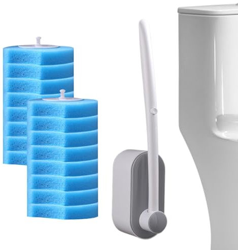 Toilettenschüssel-Reinigungsbürste, Toilettenschüsselbürste mit Nachfüllungen - Kalkentferner | Fleckenentferner mit 16 WC-Reiniger-Nachfüllpads für Rost und Reinigung der Toilette