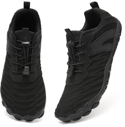Acfoda Barefoot Shoes Women Men Wide Barefoot Shoes Comfortable Breathable Trail Running Shoes Lightweight Comfort Running Shoes Outdoor Running Walking Shoes Size 36-47, black, 10 UK