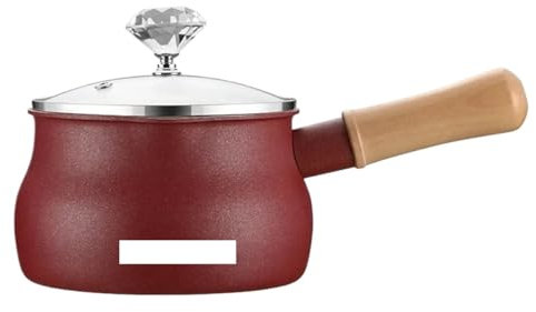 Cacerola Para Leche Olla de leche esmaltada, olla de leche esmaltada pequeña, calentador de salsa de 5 pulgadas con mango de madera