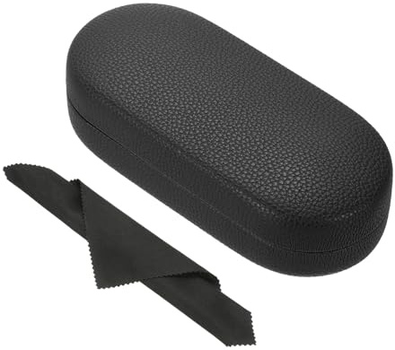 PATIKIL Hårt skal glasögonfodral, PU-läder stora glasögonfodral Litchi korn skyddande solglasögon organiserare för kvinnor män, Svart, 6.7 x 2.8 x 2 inch