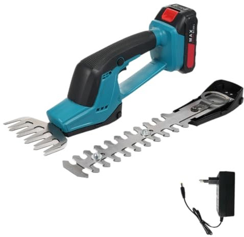 21V Cordless Shrub Trimmer & Grass Shears, 2-In-1 Electric Garden Tool With 2.0Ah Battery & Charger, 1350Rpm For Hedge Trimming & Lawn Care