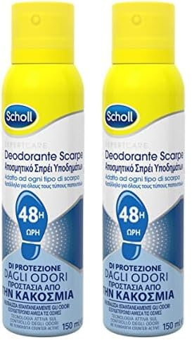 Scholl ExpertCare, Deodorante Spray per Scarpe con Tecnologia Attiva sul Controllo degli Odori, Elimina e Protegge dai Cattivi Odori per 48h, Adatto ad Ogni Tipo di Scarpa, Flacone Spray da 150 ml