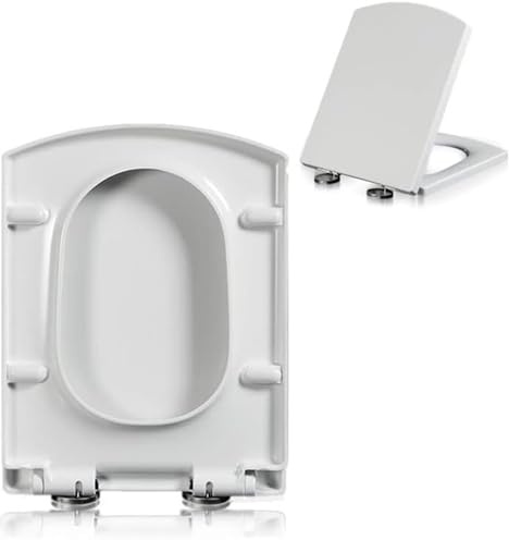 Gvqng Abattant WC Rectangulaire avec MéCanisme De Fermeture Amortie, Abattant WC Carré avec Fixation Rapide, Petit Abattant WC à Fermeture Amortie, Abattants WC,Blanc,35 * 43cm