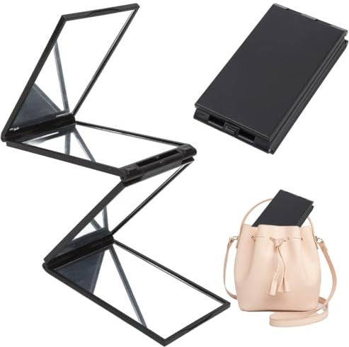 ZORVUJI 360 Grad Spiegel Faltbar, Tragbarer 4 Wege Taschenspiegel Klappbar, Kleiner Reisespiegel für Make-up, Handspiegel für Haarstyling und Bartpflege, Kompakter Kosmetikspiegel für Reise und Alltag