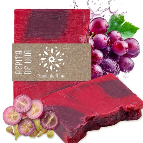 Jabón de Pepita de Uva Artesanal y Vegano – Jabón en Barra Natural, Facial, de Manos y Cuerpo | Antioxidante, Regenerador y Biodegradable | Resveratrol | Hecho en España | 100 g (1, Pepita de Uva)