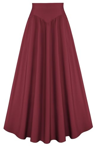 Scarlett darkess kvinnor viktoriansk maxikjol vintage elastisk hög midja medelhög midja kjol, vin, S