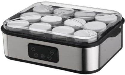 LOVIVER Yogurtiera elettrica con 12 vasetti di vetro, strumenti professionali fai da te, macchina per yogurt automatica per latte