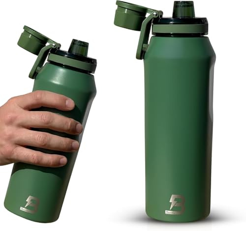Benson Edelstahl Trinkflasche 750ml Grün Doppelwandig Isoliert Auslaufsicher mit Drehverschluss BPA-frei & Kohlensäuregeeignet Sportflasche