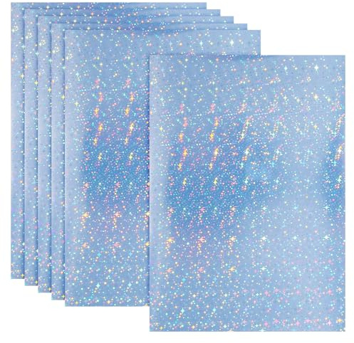PATIKIL 6pcs A4 Papel Holográfico Adhesivo Imprimible, Calcomanía Holográfica Pegatina Vinilo Autoadhesivo Impermeable para Tinta Laser Inyección Impresora Decoración, Destellos Dispersos