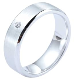 Tolldek Partnerringe Platin PT950, Weiß 0.02ct Labor Erstellt Diamant Klassiker Freundschaftsringe Rundschliff, Platin Diamantring Echtes, Gr.61 (19.4)
