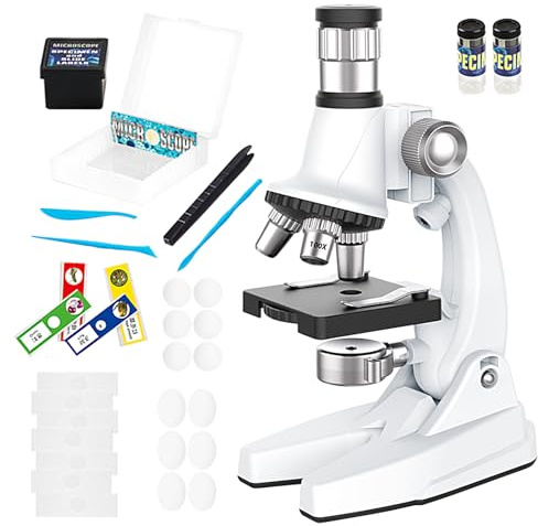 Mikroskop-Set für Studenten, 100 x bis 1200 x verstellbar, Mikroskop für Kinder, wissenschaftliches Spielzeug, für, Mädchen, Studenten, Wissenschaftler, Enthusiasten, Schullabor, E