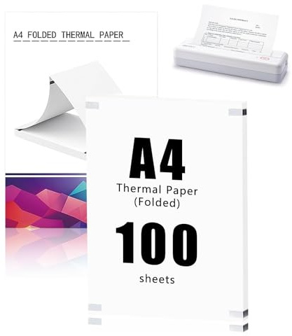 Avemest Papier Thermique A4 100 Feuilles, 210x297mm Pour imprimante thermique, Sans BPA, Séchage Rapide, Compatible avec les imprimantes thermiques A4, Pour fichiers, Documents, Pages Web et Photos