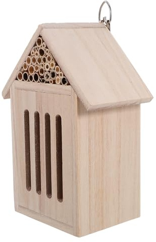 OFFSCH Wooden Insect Hotel for Garden with Natural Wood Material 11X9X21Cm Bug House Shelter for Ladybugs Bees Butterflies Outdoor Insect Nesting Box for Yard Observation
