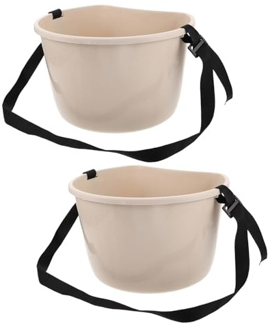 DECOMELODY 2 Pezzi Secchi da Giardinaggio Multifunzionali 2 Pezzi Bianchi 22 Jin – Cestini Portatili per Raccolta Frutta e Bacche con Tracolla a Mani Libere, Secchi per Verdure e Spargitore