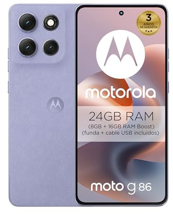 Moto g86 5G 24GB (8GB+16GB RAM Boost)/256GB Cosmic Sky, Pantalla ultrabrillante Super HD (1220p) de 6,67” + Dolby Atmos®, cámara Sony LYTIA™ 600 de 50 MP, 5100 mAh y Carga TurboPower™ de 30W