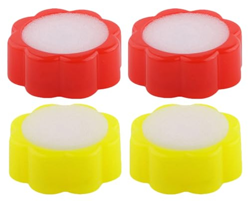 Cabilock Humedecedores de Dedos de Esponja en Forma de Flor, 4 Piezas (2 Rojos 2 Amarillos), Esponja para Contar Dinero y Papel, Accesorios para Oficina y Bancos, Suministro para
