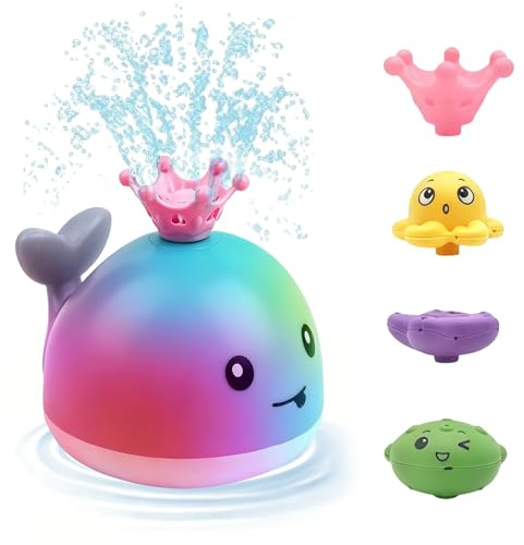 Leuchtender spritzender Wal Spielzeug,Leuchtendes Badespielzeug | Badewannenspielzeug,Leuchtet Wasserspielzeug Bath Toys,Badewanne Pool Wasser Brunnen Spielzeug für Jungen und Mädchen