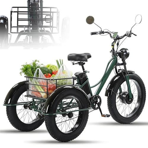 EaThsalL 24 E BIK Tricycle électrique pour homme et femme - Pour adultes - Pliable - 3 roues - Pour personnes âgées - Avec panier de rangement - Hauteur réglable - Capacité de charge : 200 kg - C
