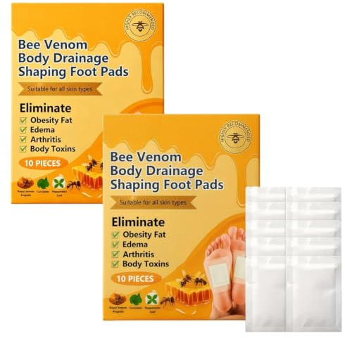 Parches para pies de drenaje corporal veneno de abeja Parche de desintoxicación de pies, pérdida de peso, parche de pie desintoxicación, mejora de la calidad del sueño, alivia el estrés, favorece la
