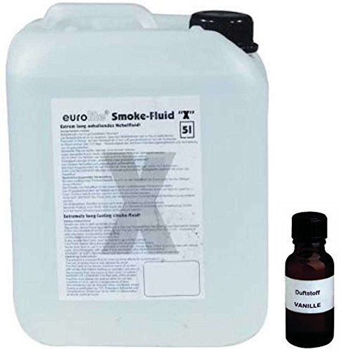5 Liter Eurolite X (Extrem A2) Nebelfluid + 30 ml Duftstoff Vanille, Smoke-Fluid Nebel-Fluid-Flüssigkeit für Nebelmaschine
