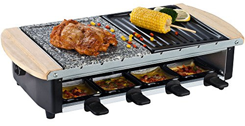 Syntrox Germany Edelstahl Design Raclette Uri mit Grill und Heißer Stein für 8 Personen