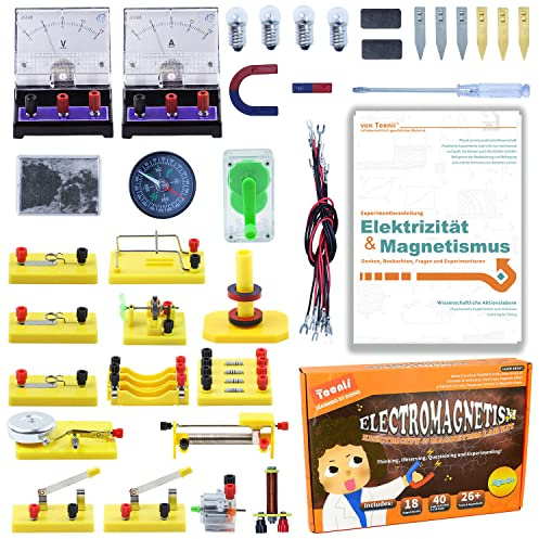 Teenii Electricity and Magnetism Kit for Kids, STEM Science Experiments with Electric Circuits, Educational Physics Toy, Science Discovery Game for Boys and Girls 8+, 50 Pieces