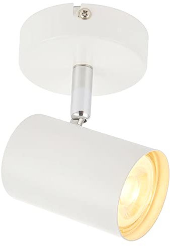 National Lighting Adjustable Single Spotlight - IP20 Rated Dimmable Ceiling Spot Lighting - Decorative LED Wall Lights - 7W 240V LED GU10 (Not Included) - Matt White Finish