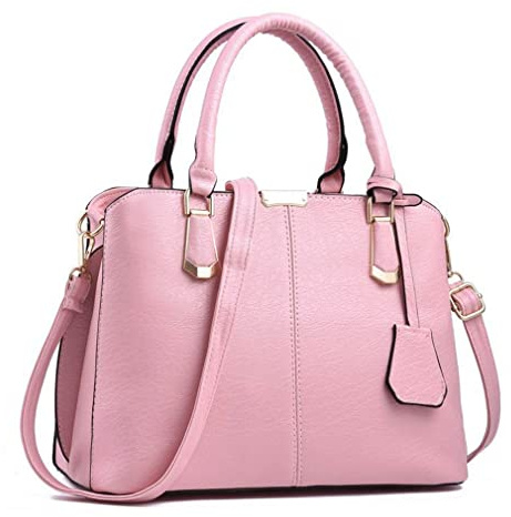 Pahajim Handtasche Damen Umhängetasche PU Ledertasche Tote Bag Damen Schultertaschen Mode Frauen Taschen mit Anhänger Messenger Tasche für Arbeit Einkaufen Party Reisen(Pink)