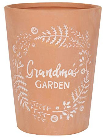 Beespoke Gifts Classic Brown Terracotta Grandma's Garden Plant Pot - 16x12.5cm (1 Pc.) - Lush Greenery Design, Eco-Friendly & Durable Pot - Perfect for Gardens