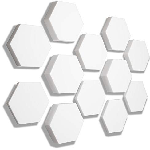 platino24 3D Absorber aus Basotect B WEISS, 12x Akustik Schallabsorption Breitbandabsorber Set #06, zur Verbesserung der Raumakustik