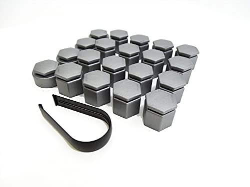 WHEEL NUT COVERS FOR VAUXHALL ASTRA ZAFIRA C MOKKA INSIGNIA B LOCKING CAPS x20 19mm + REMOVAL TOOL (Light Grey)