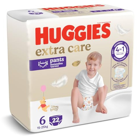 Huggies Extra Care, Windeln, Größe 6 (16-30 kg), atmungsaktiv, sehr saugfähig, Disney-Design, 22 Stück