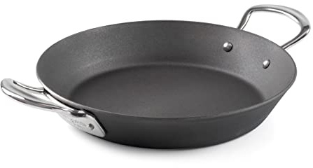 Professional Seasoned Carbon Steel Range Frying Pan, Balti Dish and BBQ Melting Pot, Indestructible Construction for Cooking any Dish Made in England (Frying Pan, 6/16cm) (10 Paella Pan)