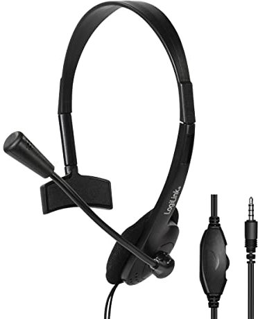 LogiLink HS0054 Casque Mono avec 1 fiche 3,5 mm et 1 Microphone
