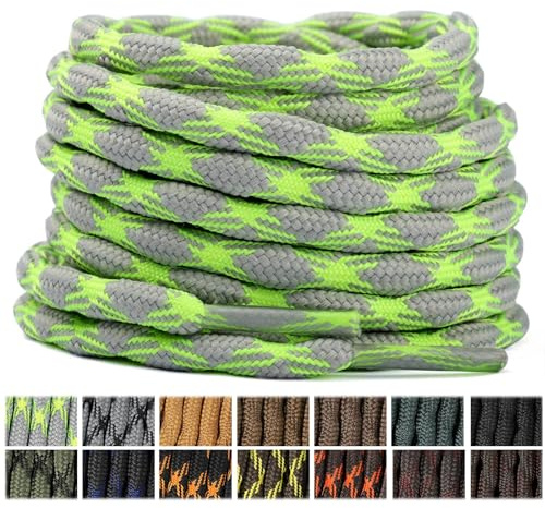 Stepace 2 Paar Rund Robuste Schnürsenkel für Wanderschuhe 4.5mm | Reißfeste Schuhbänder für Arbeitsschuhe, Stiefel,outdoor boot shoe laces,Trekkingschuhe