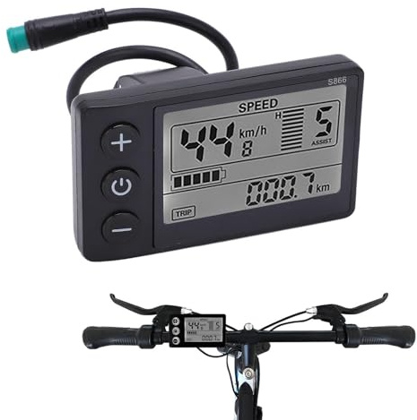 Vélo électrique Affichage LCD, Panneau de Commande de Compteur d'affichage à Cristaux liquides du vélo électrique S866 de 24V 36V 48V avec la Prise imperméable à l'eau pour Guidon de 22,2 mm