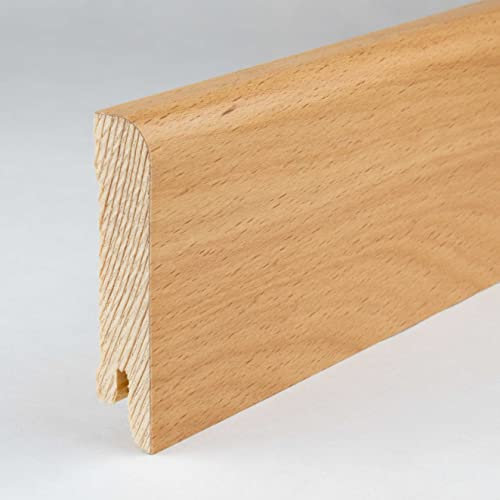 PROVISTON | Sockelleisten | Abgerundetes Profil | 15 x 70 x 2500 mm | Echtholzfurnier | Buche | Moderne Fußleiste | 1 Stück