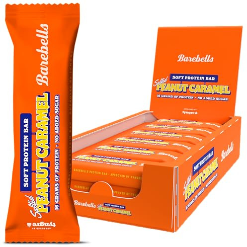 Barebells - Soft Barritas Proteína - 16g Protein x Bar - Baja en azúcar - Baja en Calorías - Sin Aceite de Palma - Salted Peanut Caramel (12 Barritas x 55g)