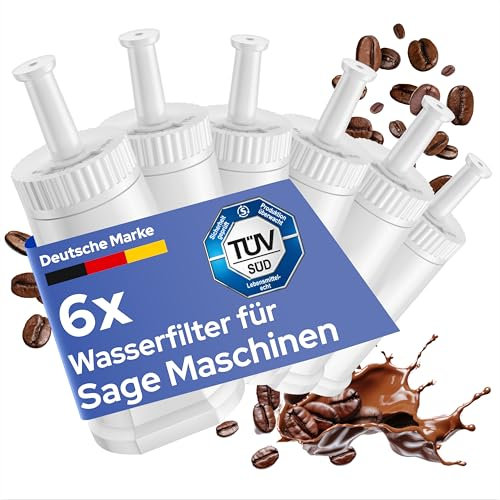 MILUX 6x Ersatzwasserfilter für Sage [TÜV ZERTIFIZIERT] - Für Sage Barista Pro/Touch/Express/Oracle/und viele mehr - Ersetzen SES008 / SES810 / SES875 / SES880 / SES920 / SES980 / SES990