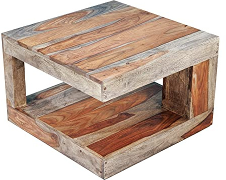 riess-Ambiente.de Massiver Couchtisch Giant 60cm Sheesham Smoke Finish handgefertigt
