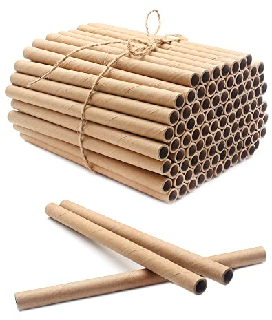 Benvo 100 Pieces Mason Bee Tubes 6 Inches Nesting Refill Cardboard Tubes Bee House Paper Inserts Replacement Liners for Mason Bee House Bee Hotels Bee Condo Beekeeper Accessory(5/16 Inch Diameter)
