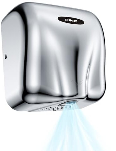 AIKE AK2801BH Elephant Secador de Manos Eléctrico Profesional, Secador de Manos Automático en Acero Inoxidable, 1450 W, 10-15 Segundos para Secar Las Manos