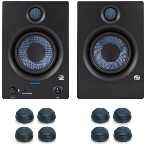PreSonus Eris 5BT Aktive Bluetooth Studio Monitor-Boxen Lautsprecher 2nd Gen + keepdrum Schwingungsdämpfer Boxen-Füße