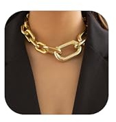 Chunky Cuban Link Chain for Women Chunky Gold Necklace for Women Trendy Vintage Heavy Metal Thick Chain Necklac for Women Girls