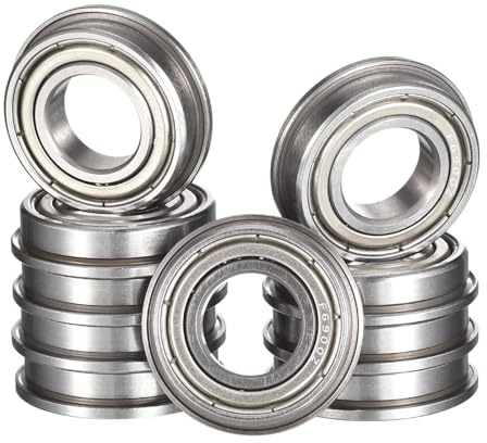 HiPicco F6900ZZ Flanged Ball Bearing, ID 10mm x OD 22mm x Width 6mm Double Metal Shielded Deep Groove Bearings, Pre-Lubricated (GCr15) Chrome Steel 10pcs
